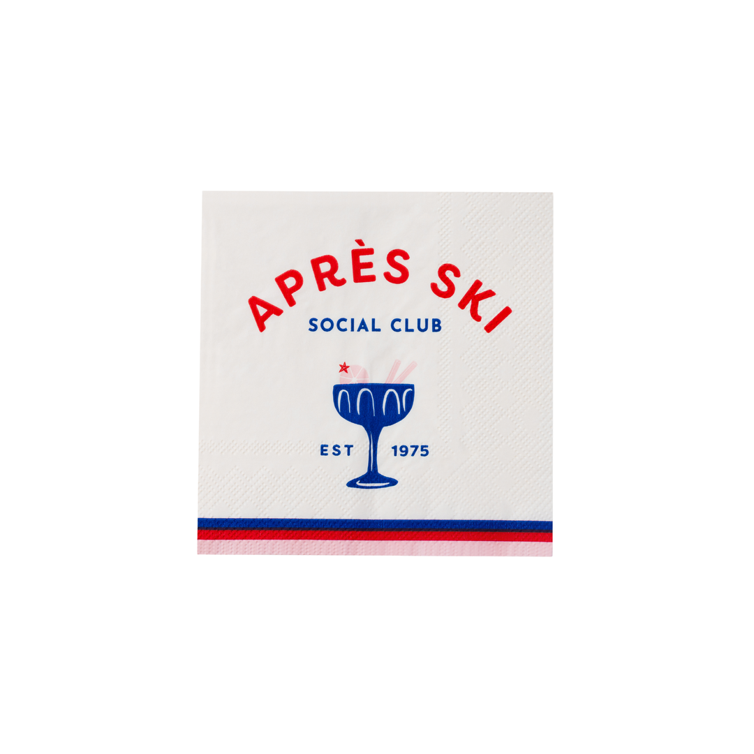 APRES SKI COCKTAIL NAPKINS Bonjour Fete Napkins Apres Ski Cocktail Napkins - Bar Napkins for Post-Skiing Gatherings Bonjour Fete - Party Supplies