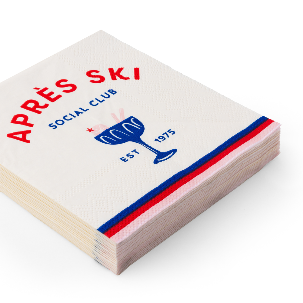 APRES SKI COCKTAIL NAPKINS Bonjour Fete Napkins Apres Ski Cocktail Napkins - Bar Napkins for Post-Skiing Gatherings Bonjour Fete - Party Supplies