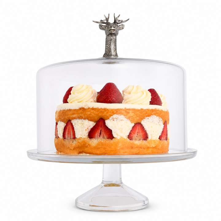 Elk Head Knob Glass Covered Cake / Dessert Stand