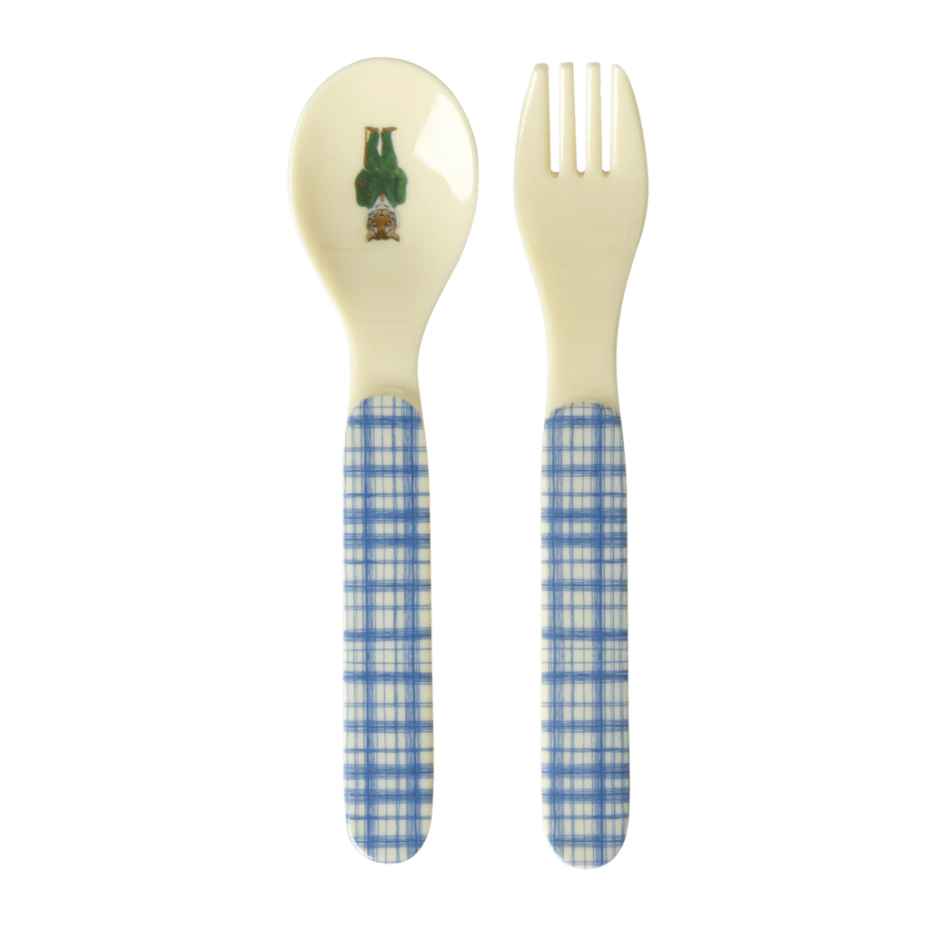 Baby Spoon and Fork - Blue - Nathalie Lété Print