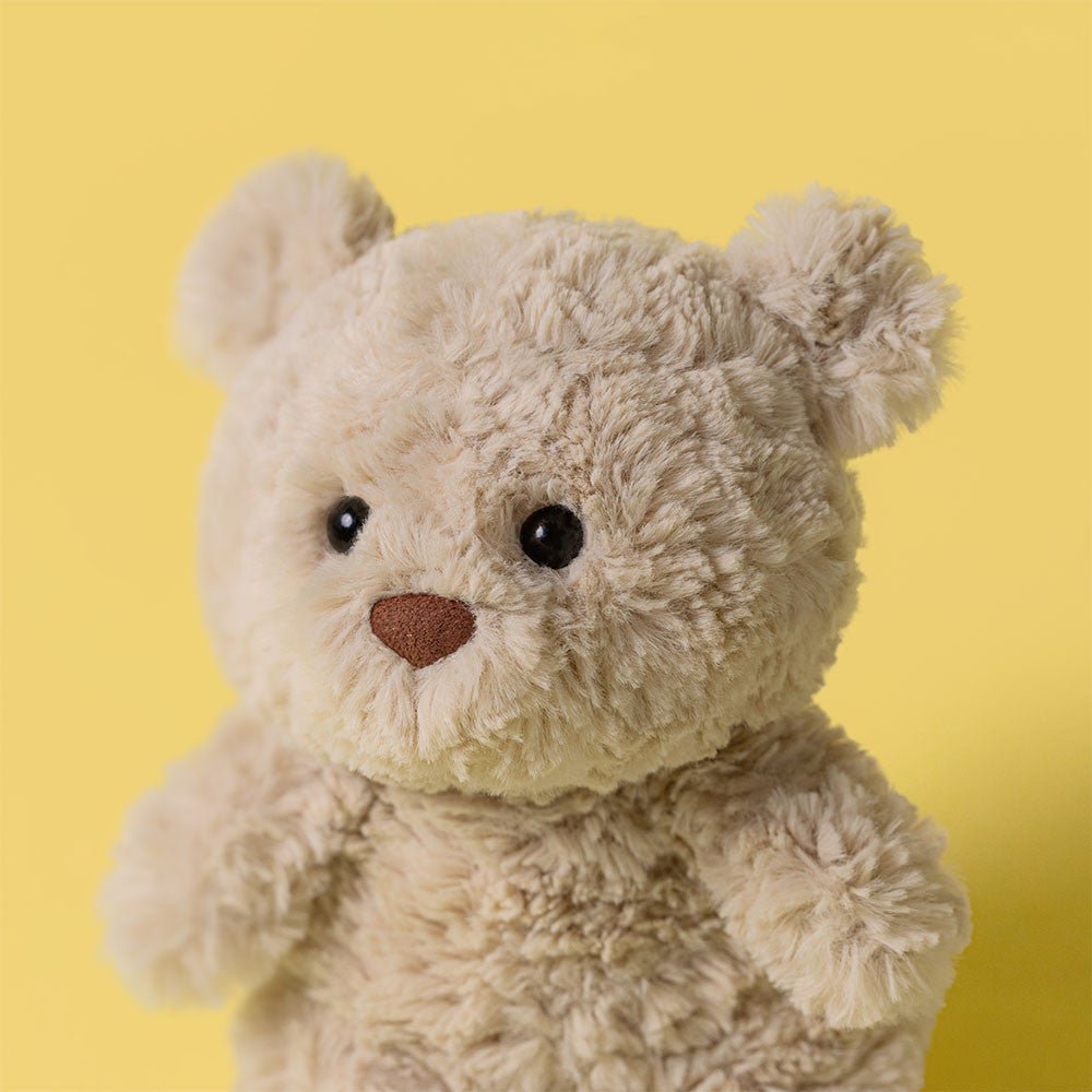 Jellycat Bartholomew Bear Junior plush, a soft stuffed teddy bear gift for a birthday or new baby.