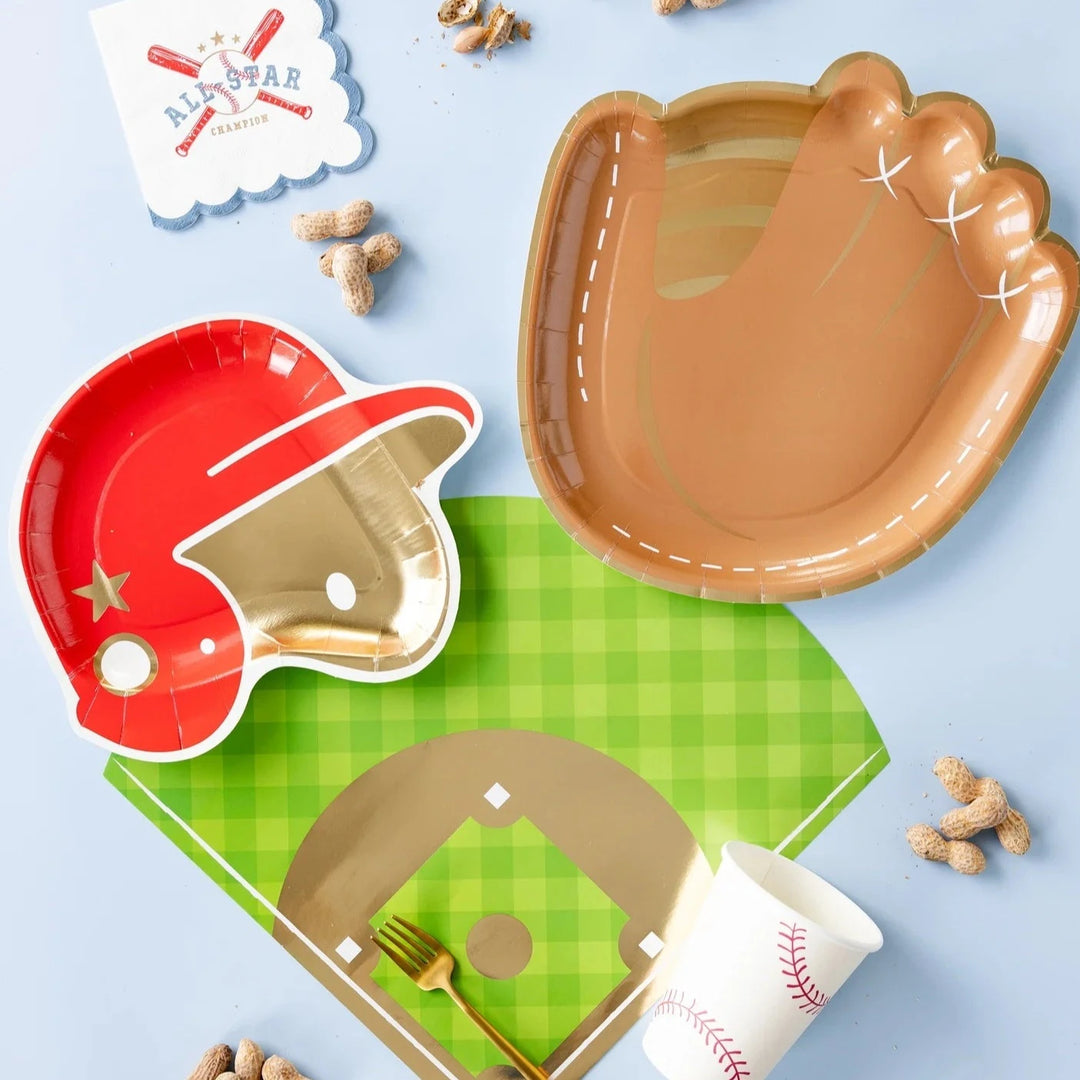 BASEBALL HELMET SHAPED PLATES My Mind’s Eye Plates Bonjour Fete - Party Supplies