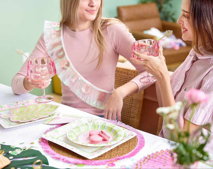 Pink coupe glasses holding 16 ounces, 6.5 inches tall with a 4 inch bowl