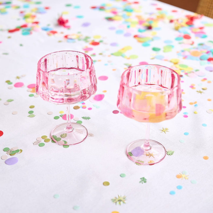 Blush pink plastic coupe glasses, set of 4 in shatter resistant BPA-free plastic