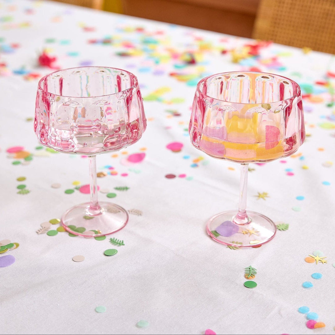 Blush pink plastic coupe glasses, set of 4 in shatter resistant BPA-free plastic