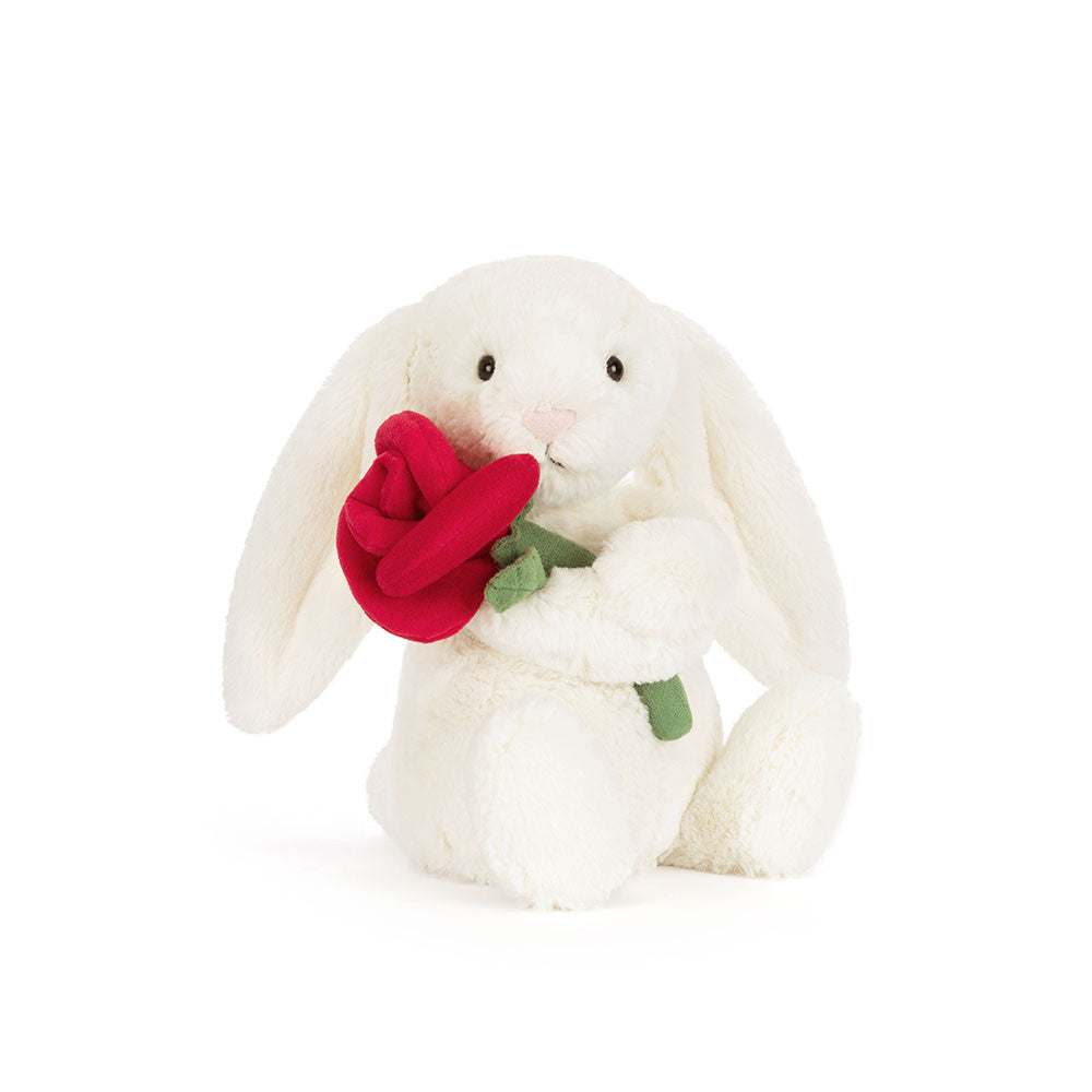 CREAM BUNNY WITH ROSE BY JELLYCAT Jellycat Dolls & Stuffed Animals CREAM BUNNY WITH ROSE BY JELLYCAT Bonjour Fete - Party Supplies