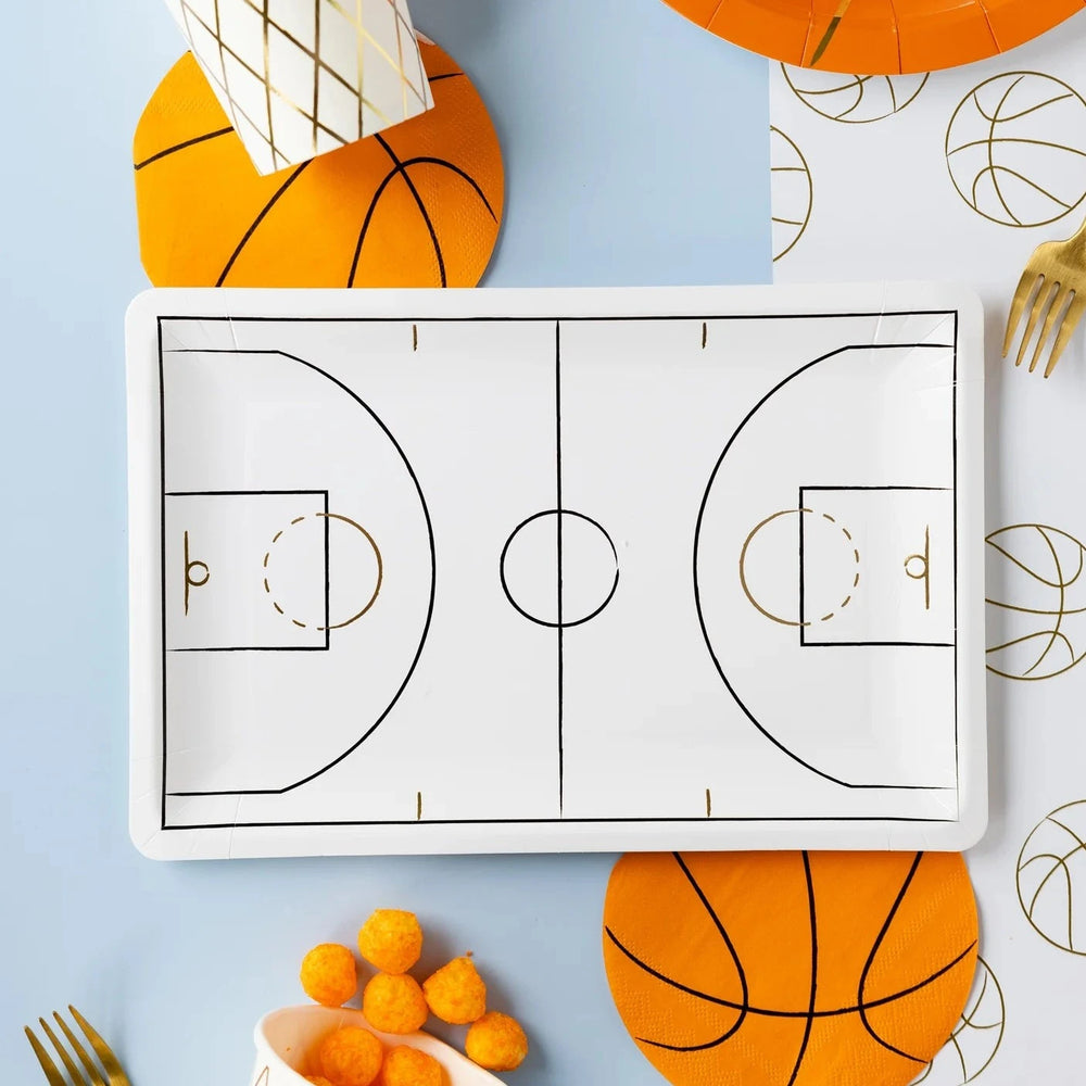 BBL1041 - Basketball Court Plate My Mind’s Eye Bonjour Fete - Party Supplies