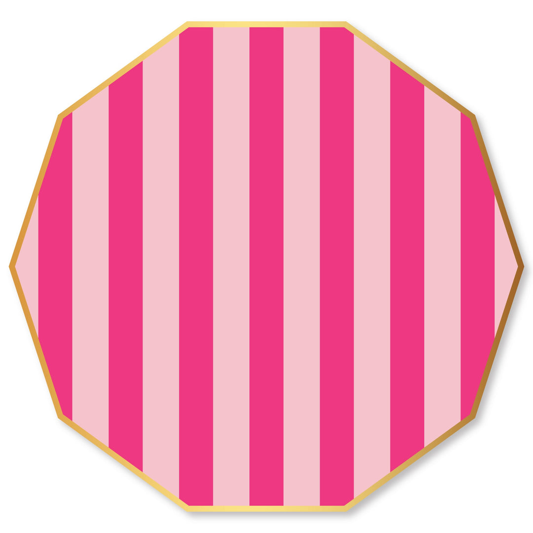 LIGHT & HAUTE PINK SIGNATURE CABANA STRIPE LARGE PLATES Bonjour Fete Plates LIGHT & HAUTE PINK SIGNATURE CABANA STRIPE LARGE PLATES Bonjour Fete - Party Supplies