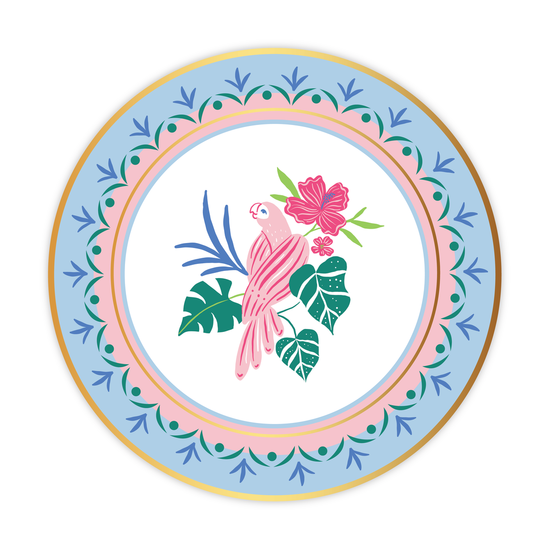 LUAU TROPICAL BIRD SMALL PLATES Bonjour Fete Plates LUAU TROPICAL BIRD SMALL PLATES Bonjour Fete - Party Supplies