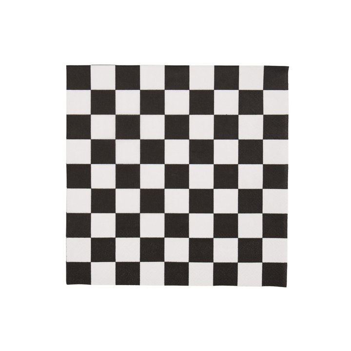 BLACK AND WHITE SIGNATURE CHECKER LARGE NAPKINS Bonjour Fete Napkins Bonjour Fete - Party Supplies