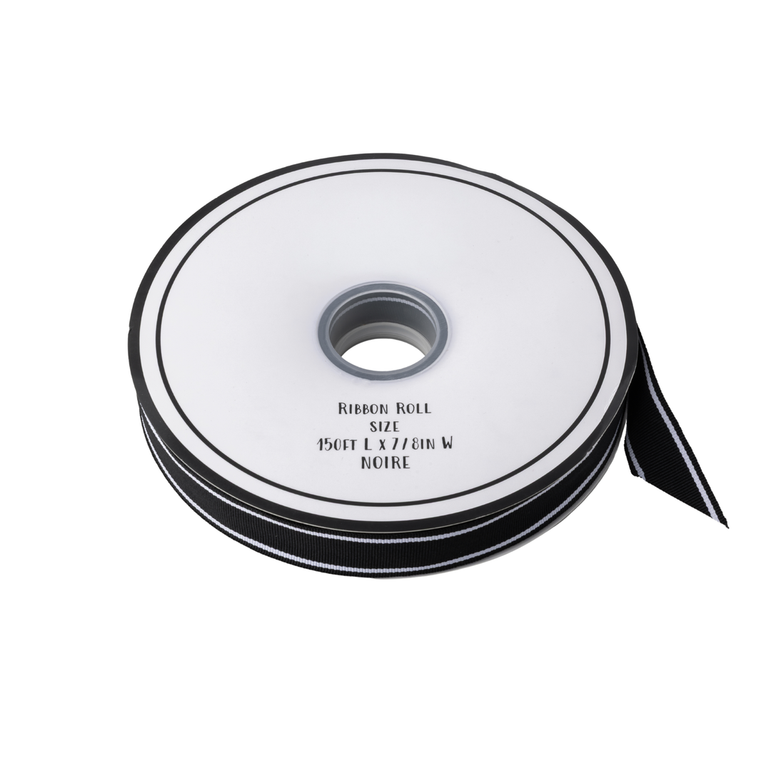 Black and White Double Sided Grosgrain Ribbon- Bonjour Fete Party Supplies