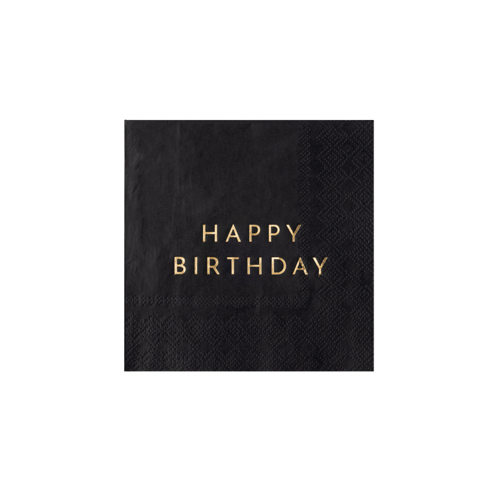 BLACK NOIR HAPPY BIRTHDAY COCKTAIL NAPKINS Bonjour Fete Napkins BLACK NOIR HAPPY BIRTHDAY COCKTAIL NAPKINS Bonjour Fete - Party Supplies
