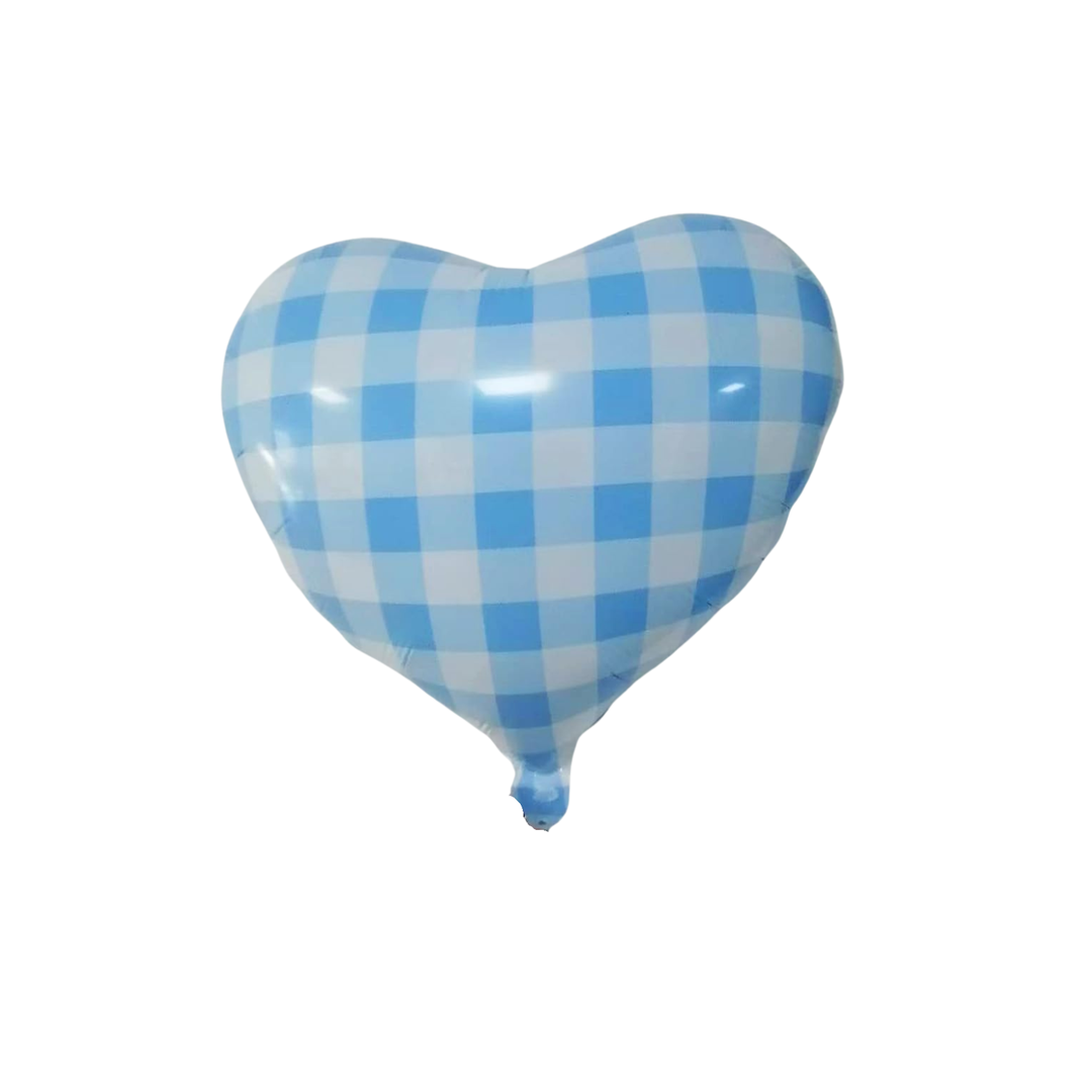 BLUE GINGHAM HEART SHAPED BALLOON Amazon BLUE GINGHAM HEART SHAPED BALLOON Bonjour Fete - Party Supplies