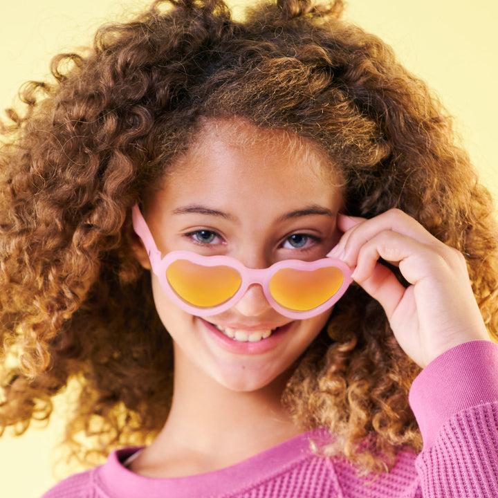 Frosted Pink Heart | Polarized Purple Mirrored Lenses Babiators Sunglasses Sunglasses Frosted Pink Heart | Polarized Purple Mirrored Lenses Bonjour Fete - Party Supplies