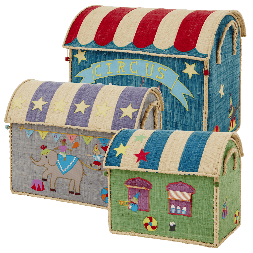Raffia Storage House - Circus theme Set of 3