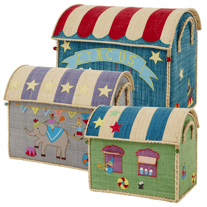Raffia Storage House - Circus theme Set of 3