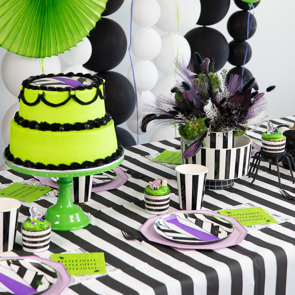BLACK NOIR SIGNATURE CABANA STRIPE TABLE RUNNER Bonjour Fête Table Covers & Placemats BLACK NOIR SIGNATURE CABANA STRIPE TABLE RUNNER Bonjour Fete - Party Supplies