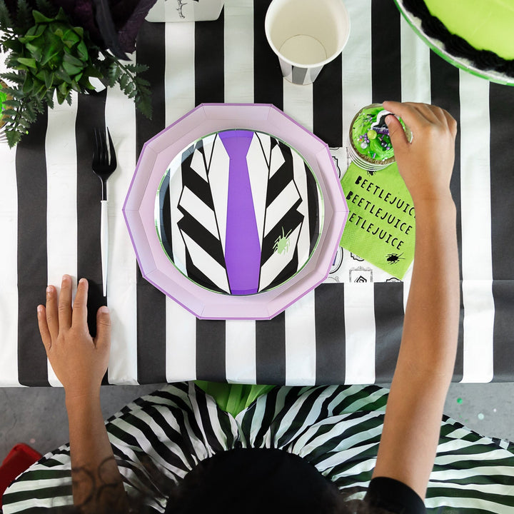 BLACK NOIR SIGNATURE CABANA STRIPE TABLE RUNNER Bonjour Fête Table Covers & Placemats BLACK NOIR SIGNATURE CABANA STRIPE TABLE RUNNER Bonjour Fete - Party Supplies