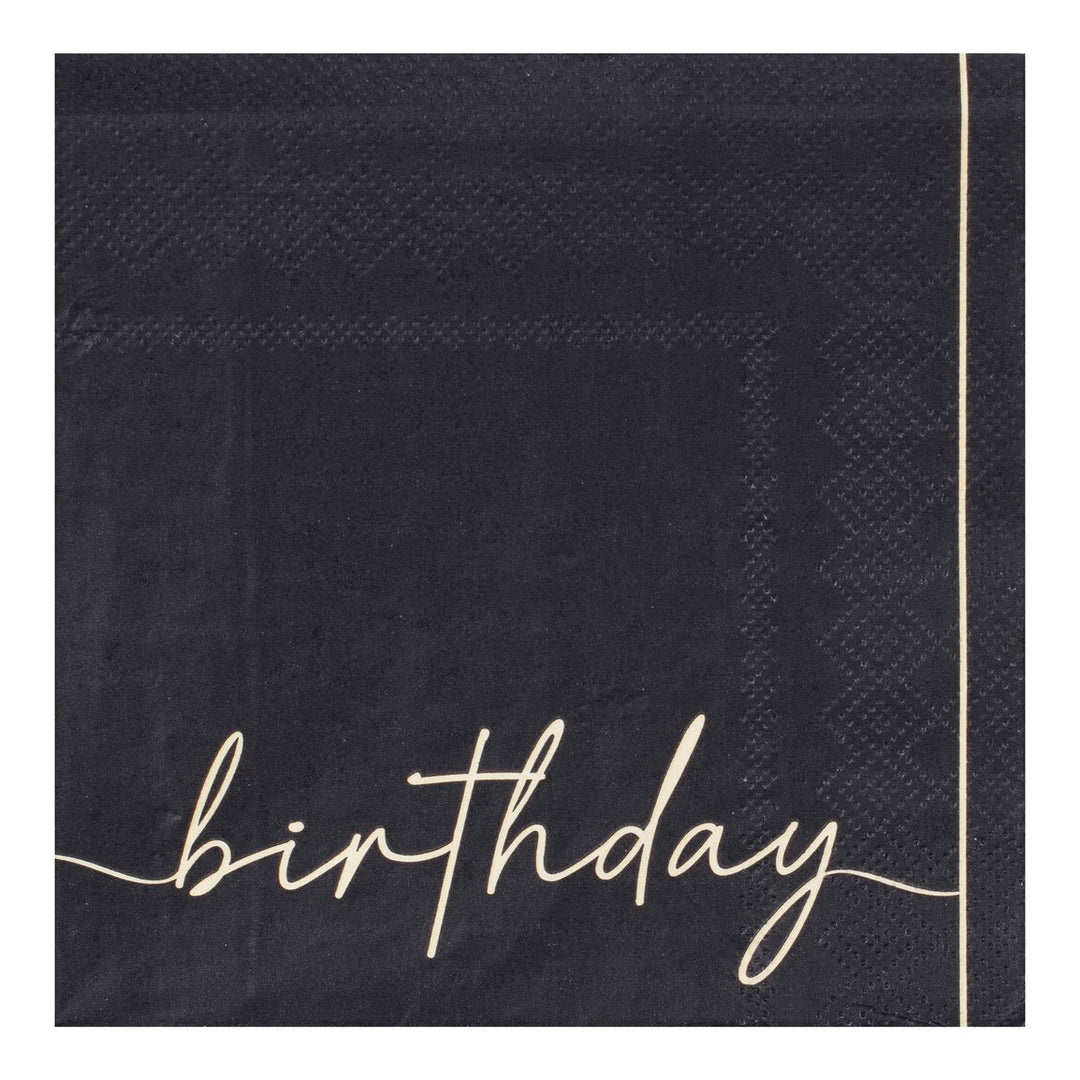 BEIGE & BLACK BIRTHDAY NAPKINS Ginger Ray UK Bonjour Fete - Party Supplies