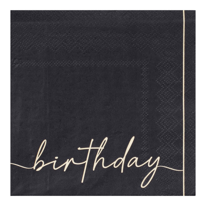 BEIGE & BLACK BIRTHDAY NAPKINS Ginger Ray UK Bonjour Fete - Party Supplies
