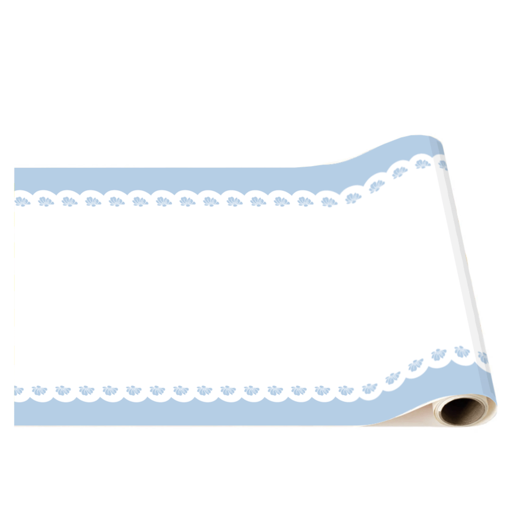BELLE BLUE LACY FLORAL TABLE RUNNER Bonjour Fête Table Covers & Placemats BELLE BLUE LACY FLORAL TABLE RUNNER Bonjour Fete - Party Supplies