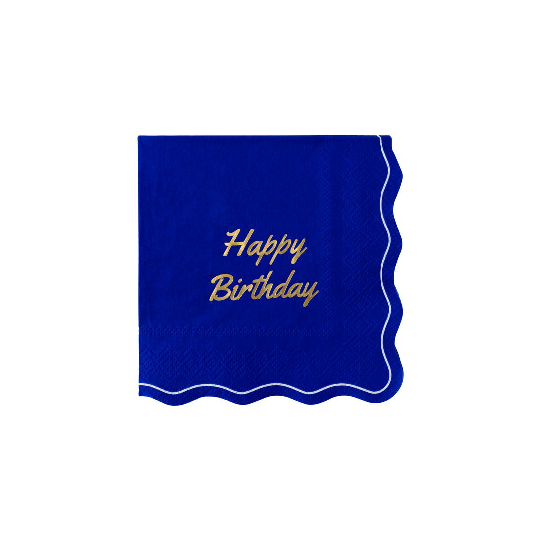 BETTY CROCKER™ X BONJOUR FETE BLUE HAPPY BIRTHDAY COCKTAIL NAPKINS Bonjour Fete Napkins BETTY CROCKER™ X BONJOUR FETE BLUE HAPPY BIRTHDAY COCKTAIL NAPKINS Bonjour Fete - Party Supplies