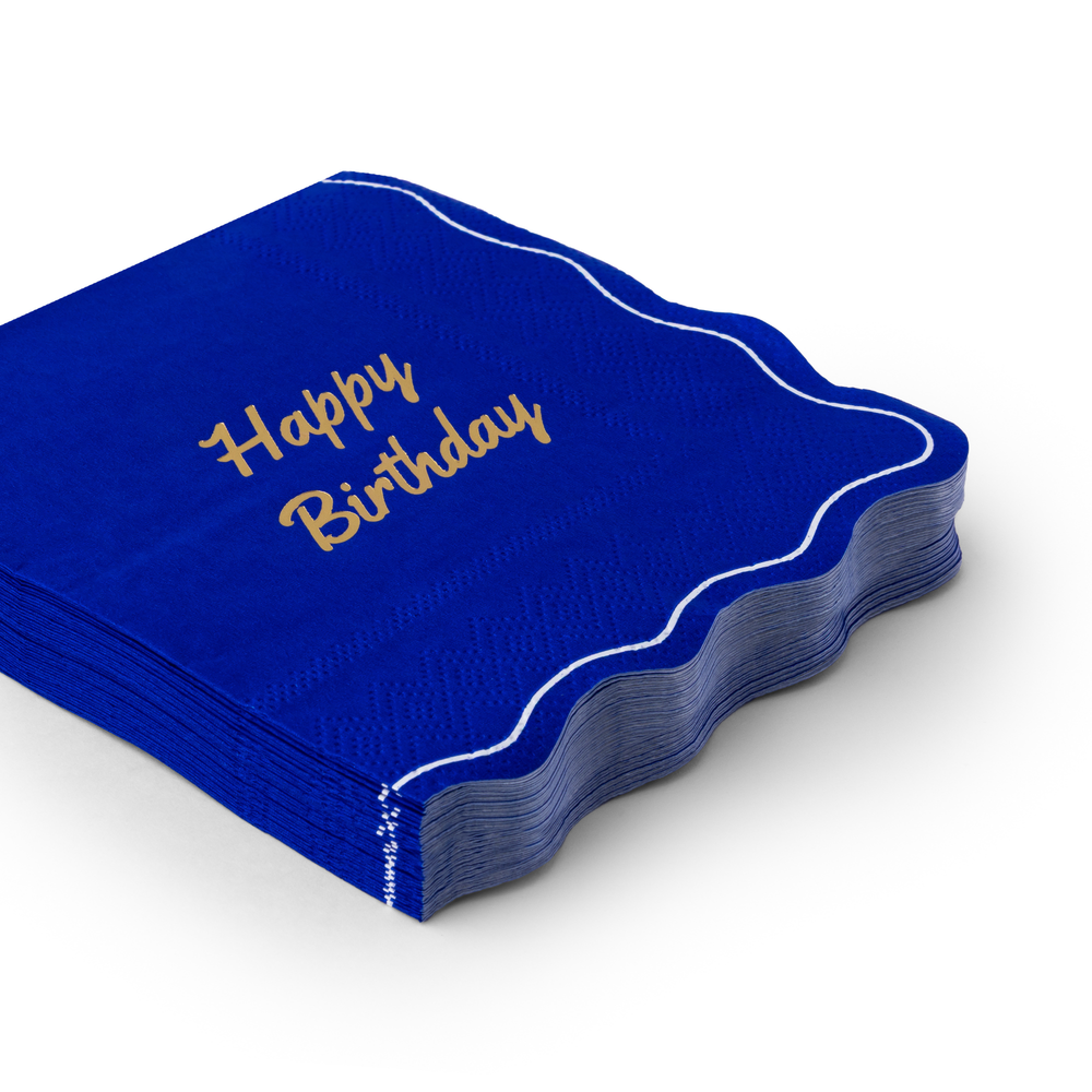BETTY CROCKER™ X BONJOUR FETE BLUE HAPPY BIRTHDAY COCKTAIL NAPKINS Bonjour Fete Napkins BETTY CROCKER™ X BONJOUR FETE BLUE HAPPY BIRTHDAY COCKTAIL NAPKINS Bonjour Fete - Party Supplies