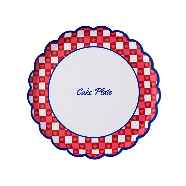 BETTY CROCKER™ X BONJOUR FETE RED GINGHAM CAKE PLATES Bonjour Fete Plates BETTY CROCKER™ X BONJOUR FETE RED GINGHAM CAKE PLATES Bonjour Fete - Party Supplies
