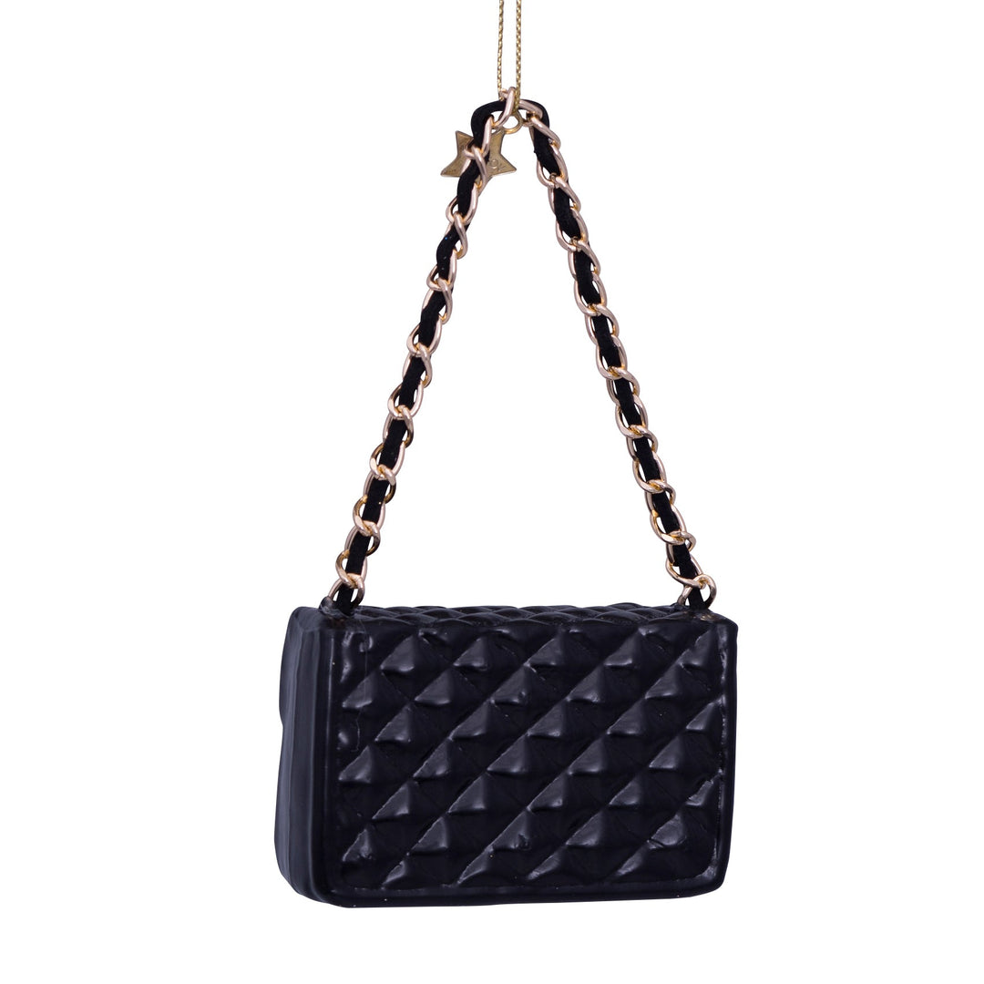 BLACK FASHION BAG GLASS ORNAMENT Vondels Bonjour Fete - Party Supplies