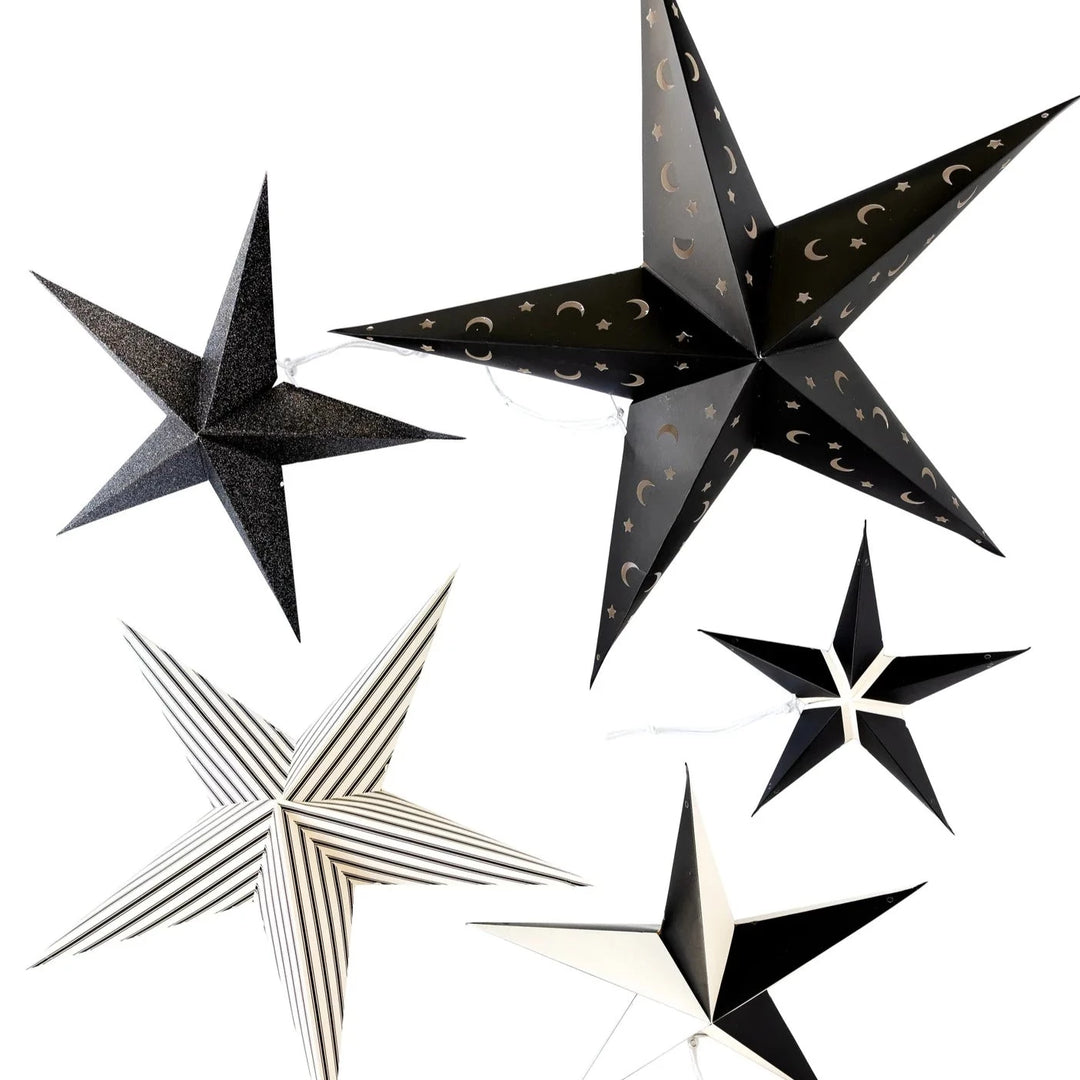 BLACK & WHITE 3D STARS My Mind’s Eye 0 Faire Bonjour Fete - Party Supplies