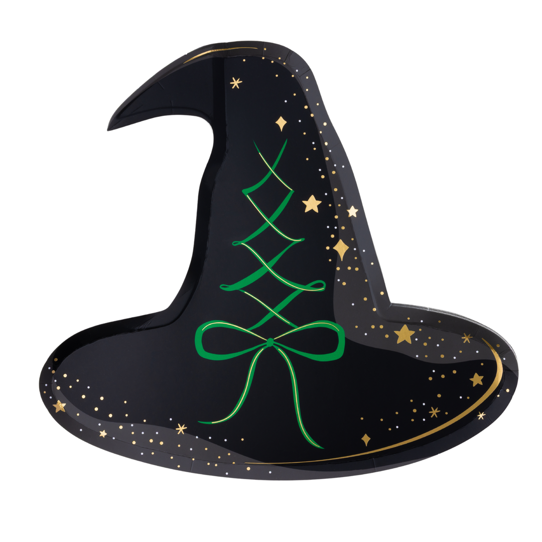BLACK WITCH HAT LARGE PLATES Bonjour Fete Plates BLACK WITCH HAT LARGE PLATES Bonjour Fete - Party Supplies