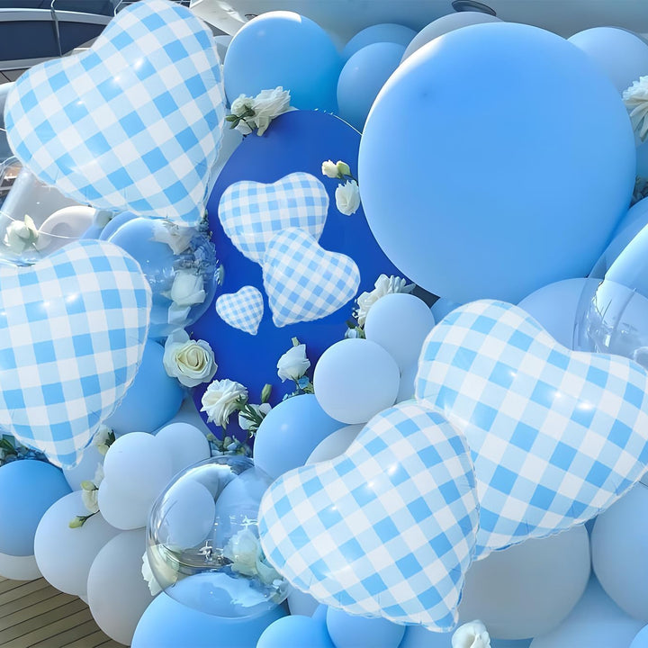 BLUE GINGHAM HEART SHAPED BALLOON Amazon BLUE GINGHAM HEART SHAPED BALLOON Bonjour Fete - Party Supplies