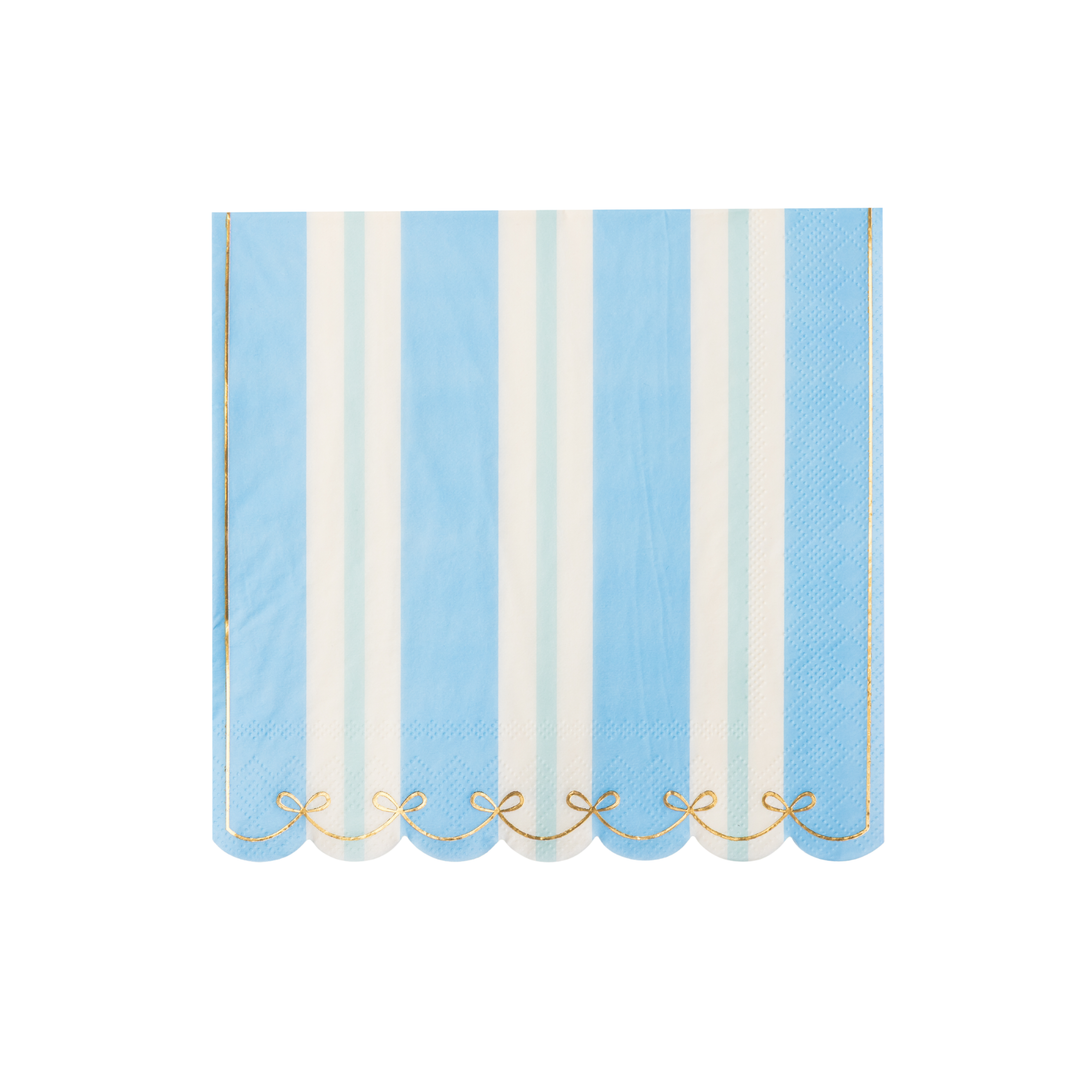 BLUE & MINT REGENCY STRIPE LARGE NAPKINS Bonjour Fete Napkins BLUE & MINT REGENCY STRIPE LARGE NAPKINS Bonjour Fete - Party Supplies