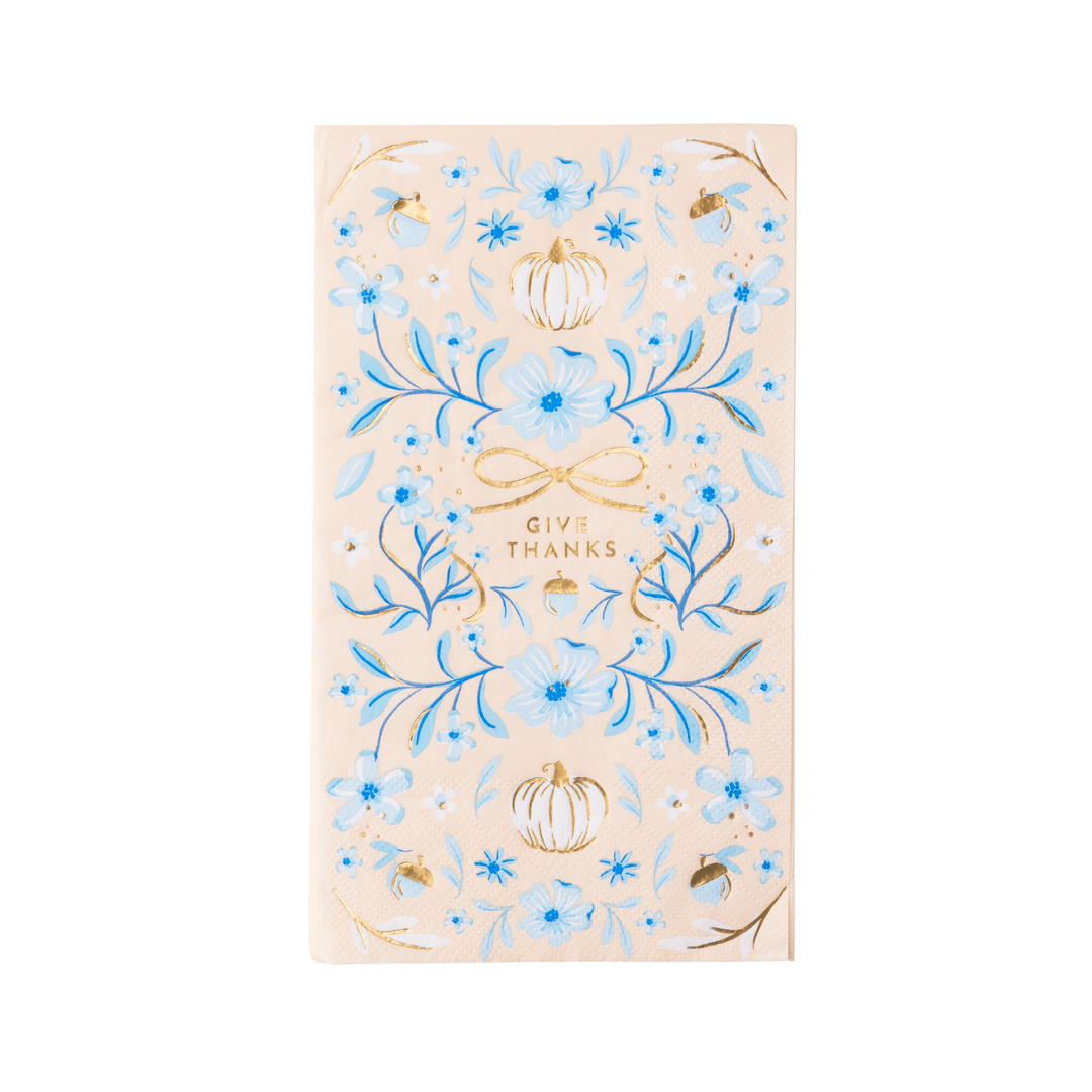 BLUE TOILE PUMPKIN GUEST TOWELS Bonjour Fete Napkins BLUE TOILE PUMPKIN GUEST TOWELS Bonjour Fete - Party Supplies