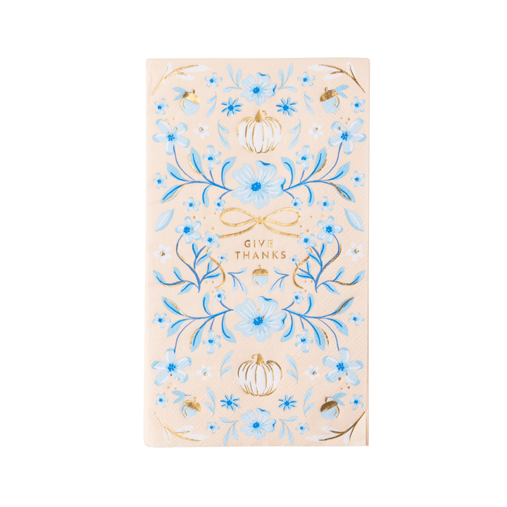 BLUE TOILE PUMPKIN GUEST TOWELS Bonjour Fete Napkins BLUE TOILE PUMPKIN GUEST TOWELS Bonjour Fete - Party Supplies