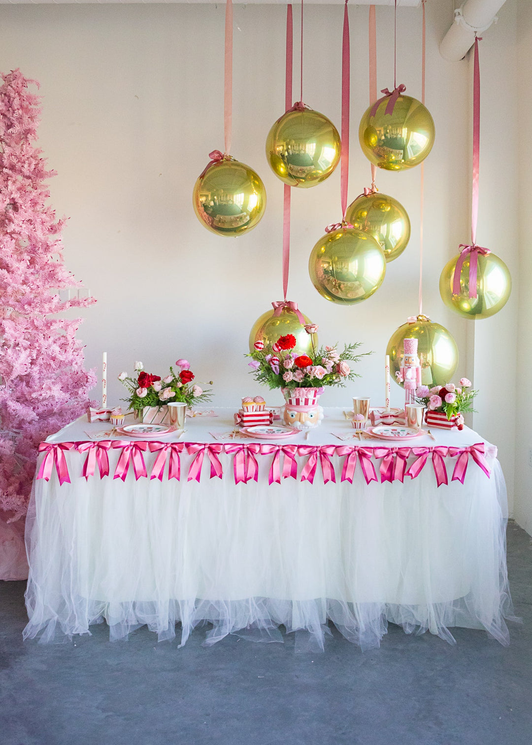 pink and gold nutcracker christmas party ideas
