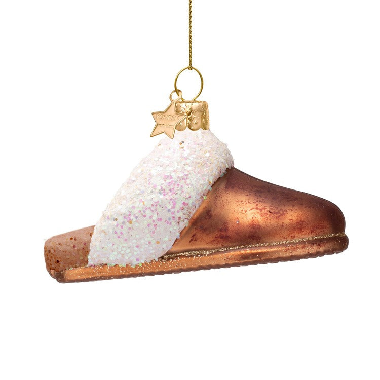 BROWN SLIPPER GLASS ORNAMENT Vondels BROWN SLIPPER GLASS ORNAMENT Bonjour Fete - Party Supplies