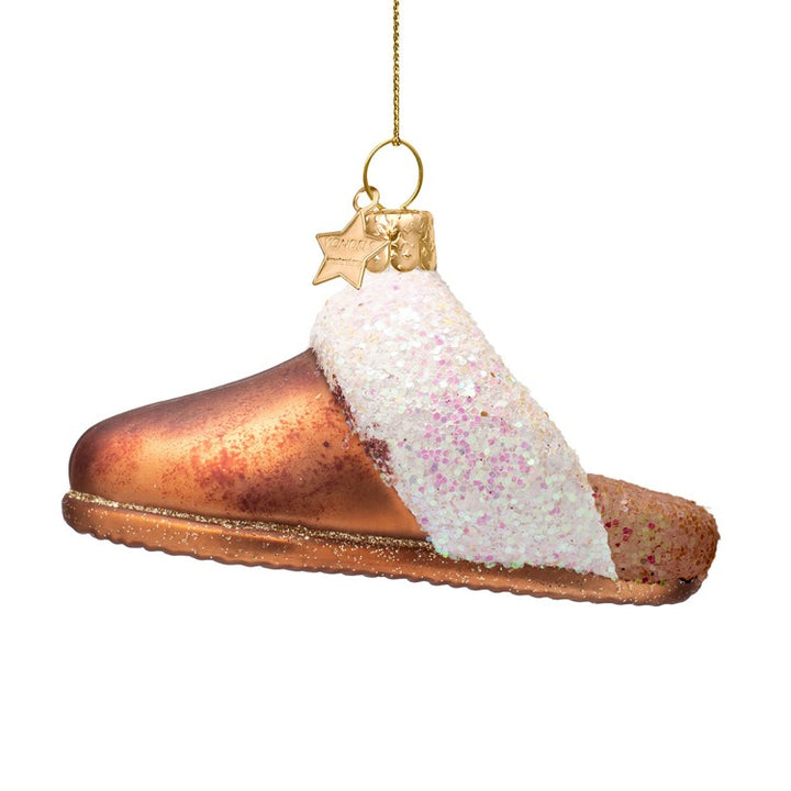 BROWN SLIPPER GLASS ORNAMENT Vondels BROWN SLIPPER GLASS ORNAMENT Bonjour Fete - Party Supplies