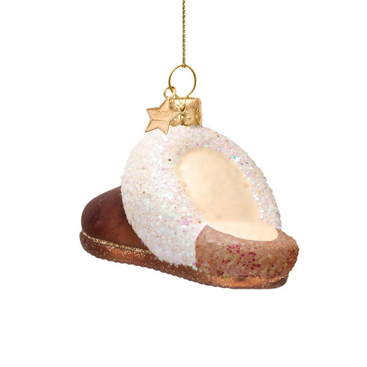 BROWN SLIPPER GLASS ORNAMENT Vondels BROWN SLIPPER GLASS ORNAMENT Bonjour Fete - Party Supplies