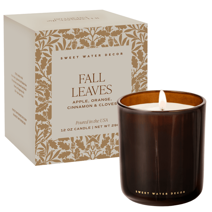 Fall Leaves Soy Candle - Boxed Amber Tinted Glass Jar - 12 oz