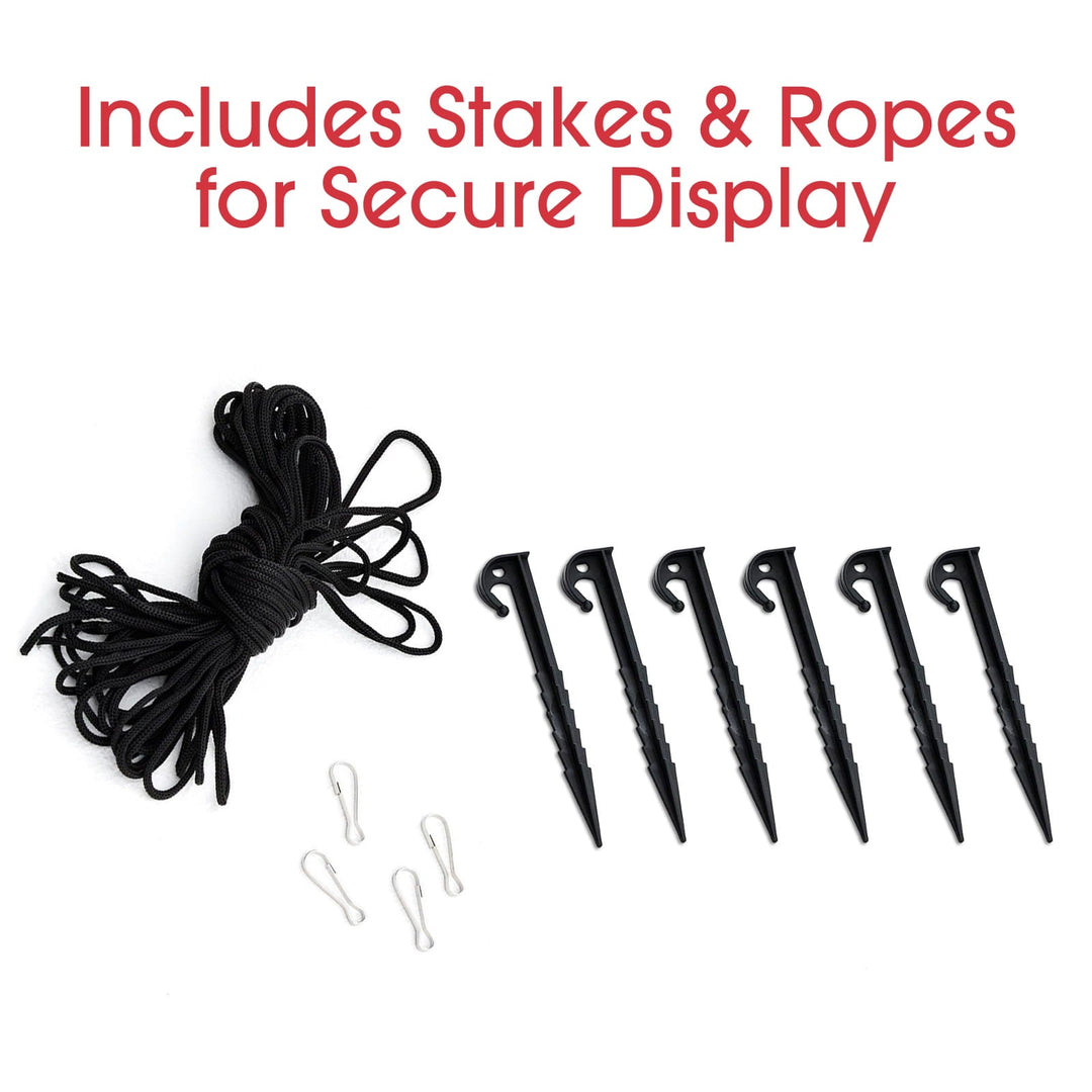 Ground stakes and ropes included with the inflatable Santa