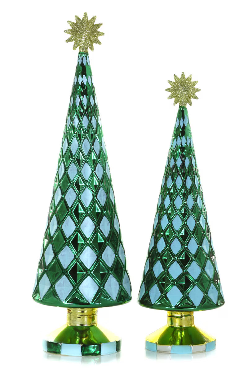 Green Stacked Diamond Trees Set of 2 by Cody Foster