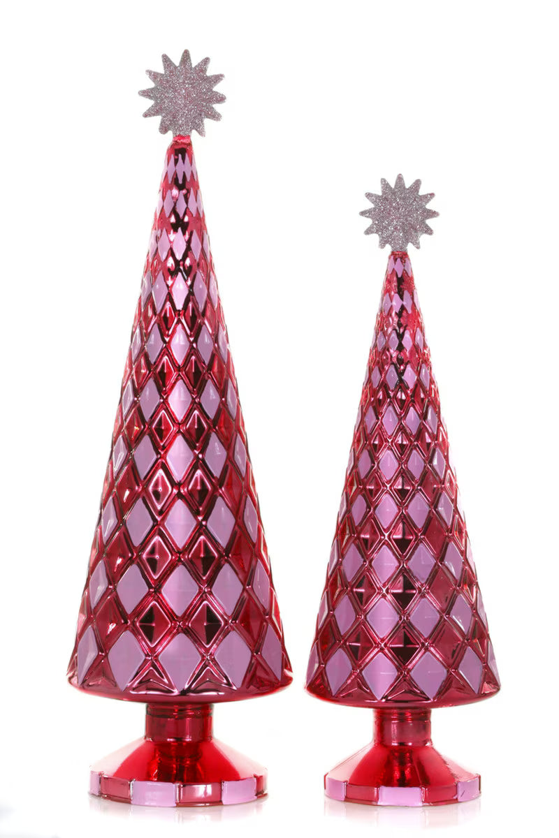 Red Stacked Diamond Trees Set of 2 by Cody Foster
