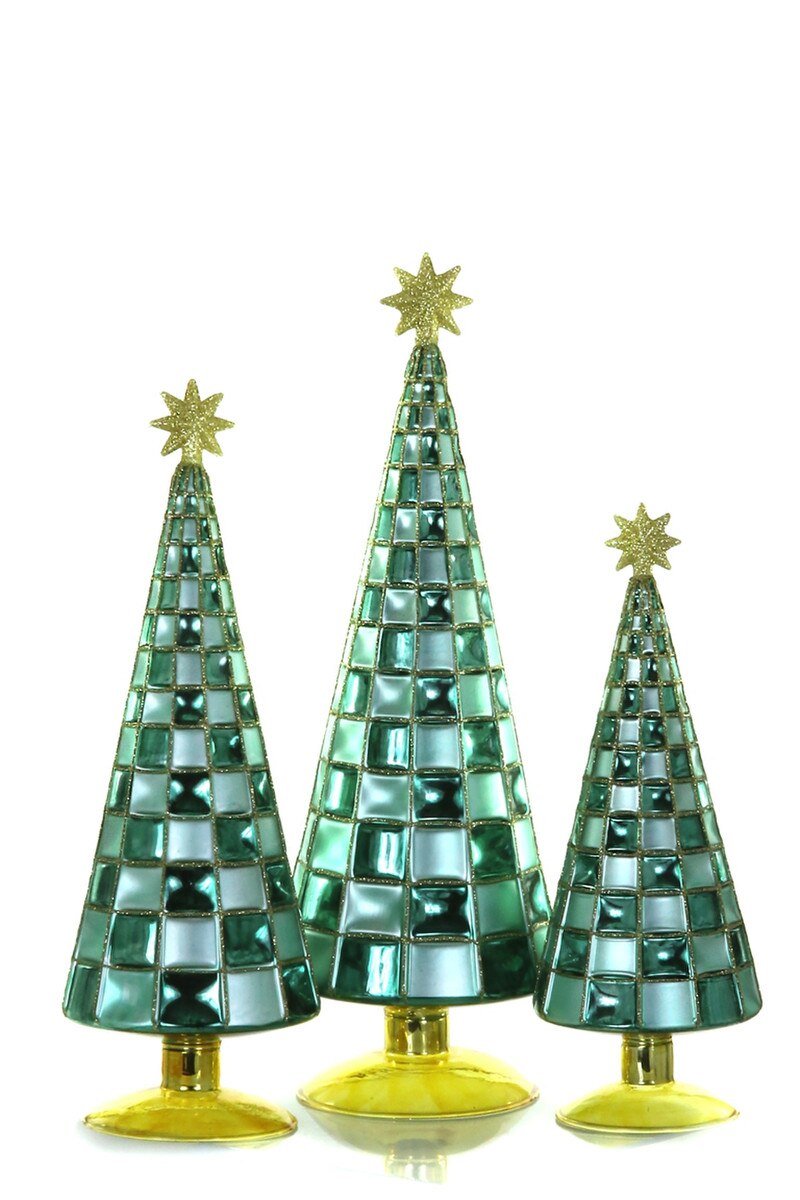 Green Checkered Trees Set of 3 by Cody Foster