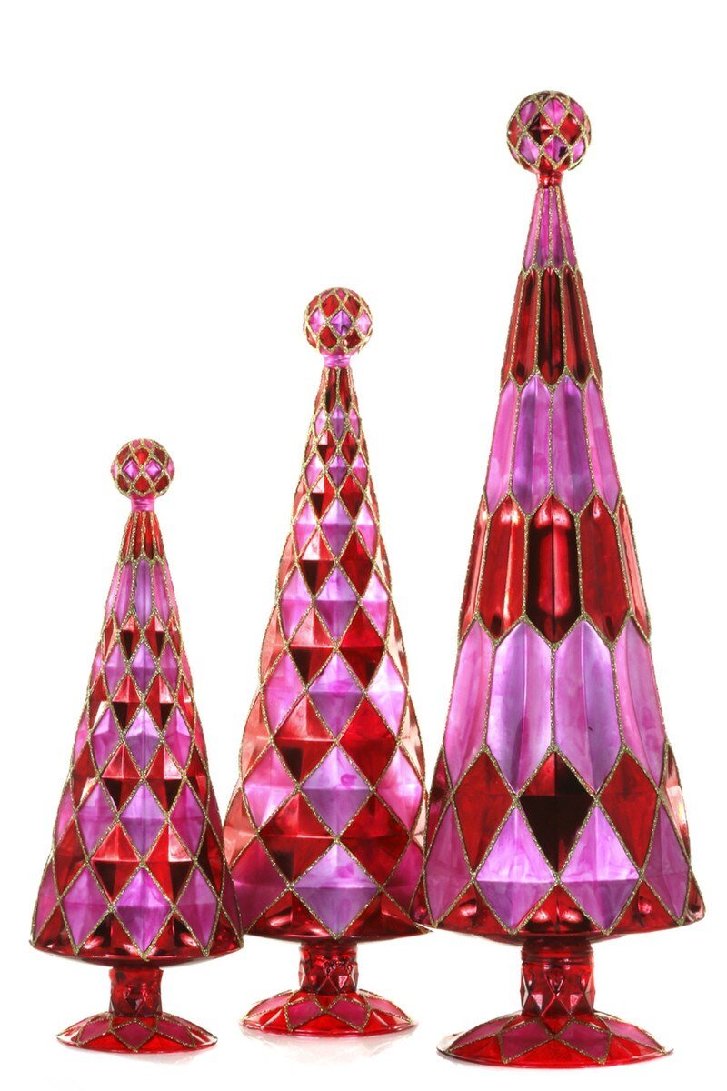 Hot Pink Gemstone Trees Set of 3 by Cody Foster
