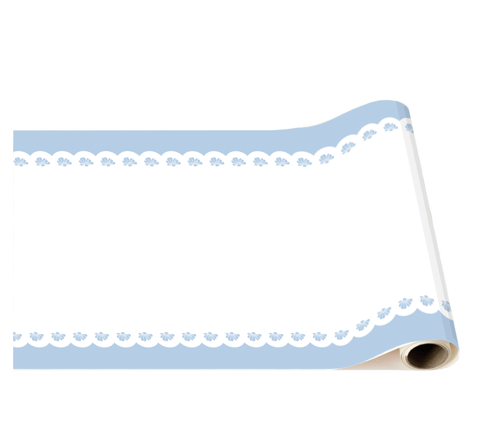 BELLE BLUE LACY FLORAL TABLE RUNNER Bonjour Fête Table Covers & Placemats BELLE BLUE LACY FLORAL TABLE RUNNER Bonjour Fete - Party Supplies