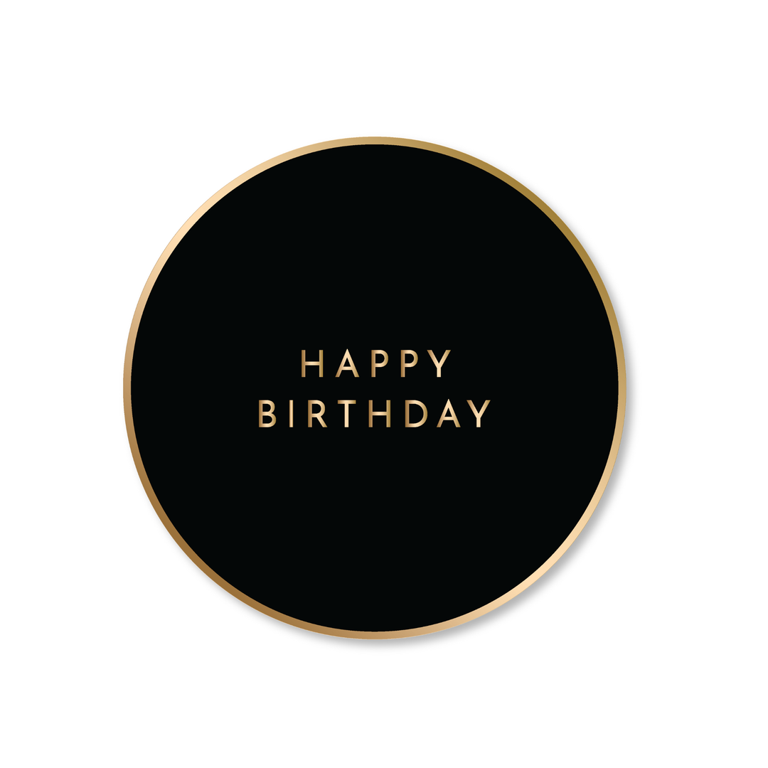BLACK NOIR HAPPY BIRTHDAY SMALL PLATES Bonjour Fete Plates BLACK NOIR HAPPY BIRTHDAY SMALL PLATES Bonjour Fete - Party Supplies
