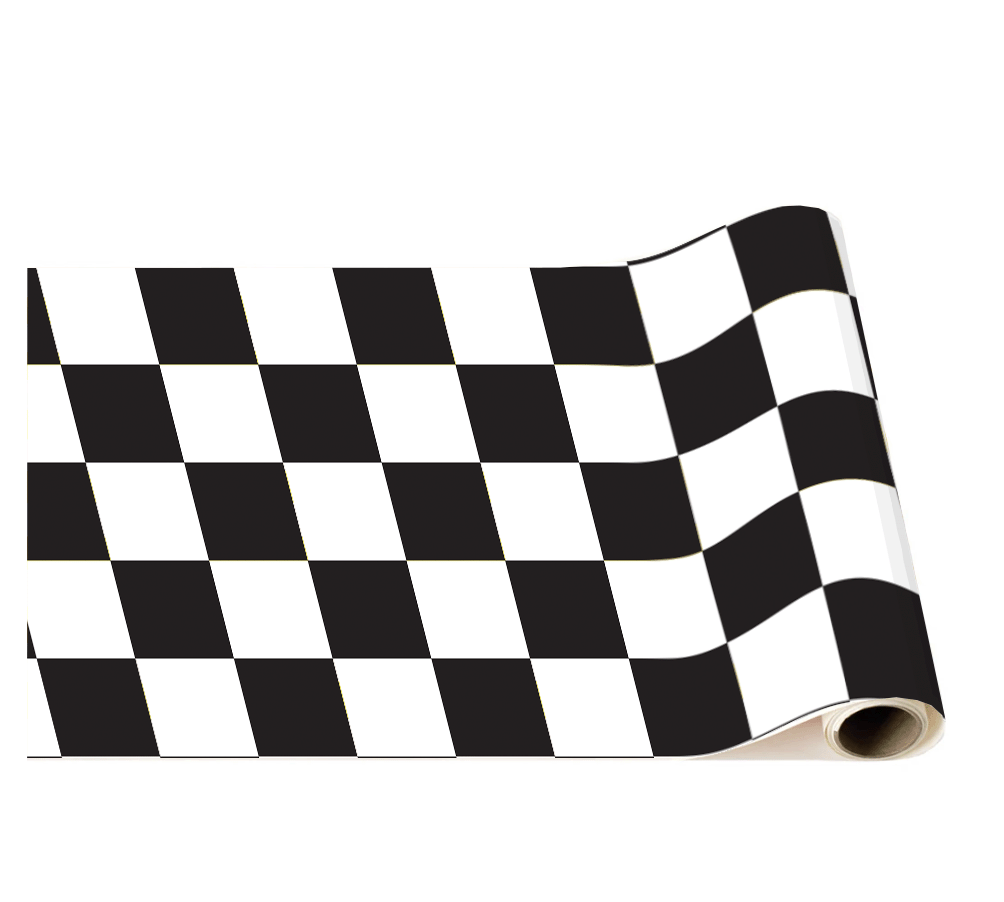 BLACK & WHITE CHECKER TABLE RUNNER Bonjour Fête Table Covers & Placemats BLACK & WHITE CHECKER TABLE RUNNER Bonjour Fete - Party Supplies