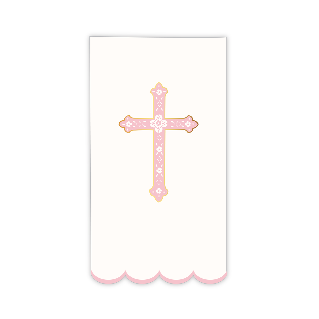 PETAL PINK CROSS GUEST TOWELS Bonjour Fete Napkins PETAL PINK CROSS GUEST TOWELS Bonjour Fete - Party Supplies