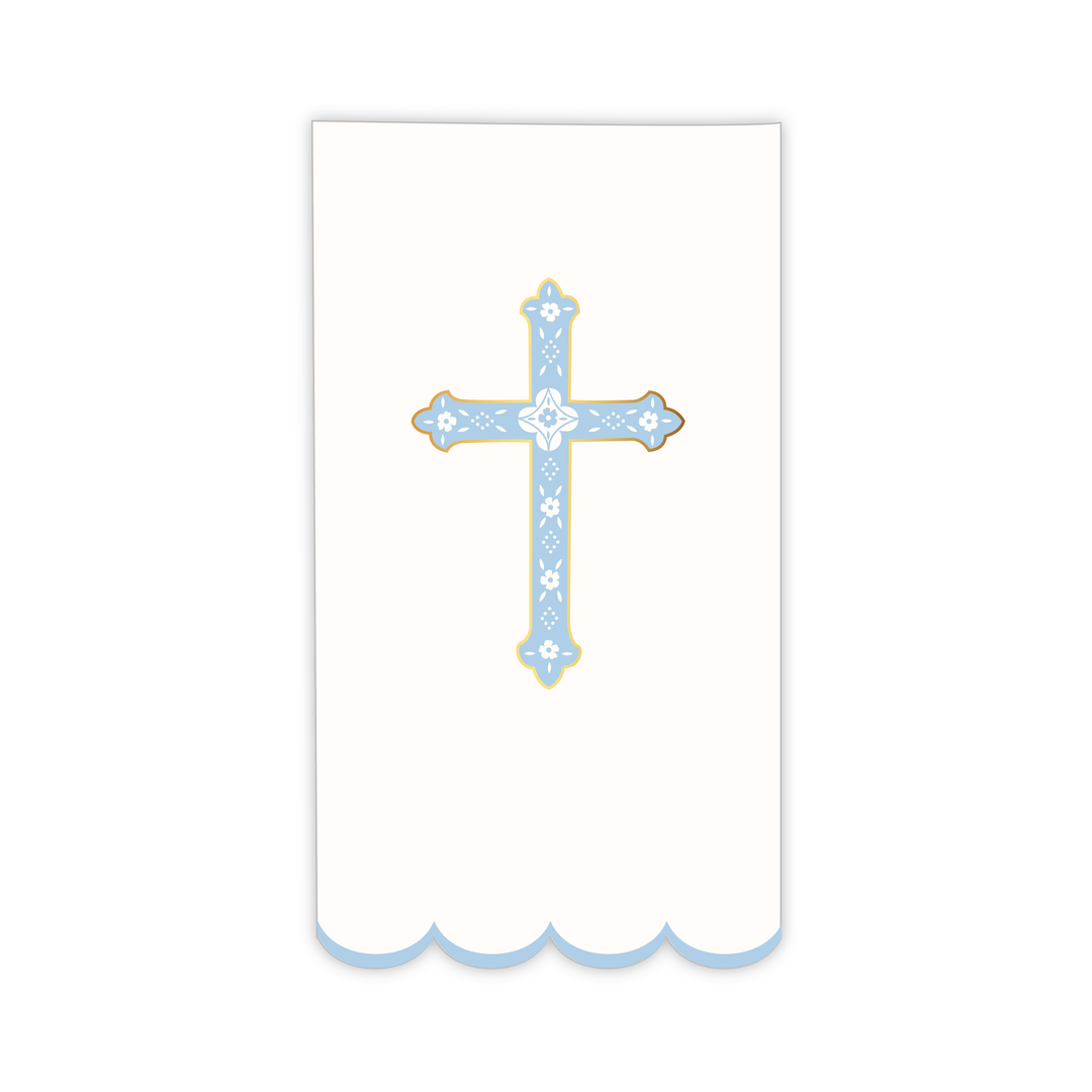 SKY BLUE CROSS GUEST TOWELS Bonjour Fete Napkins SKY BLUE CROSS GUEST TOWELS Bonjour Fete - Party Supplies